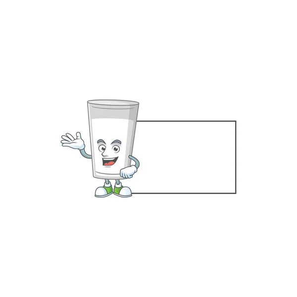 Obraz sklenice mléka ve stylu deskového maskota — Stockový vektor