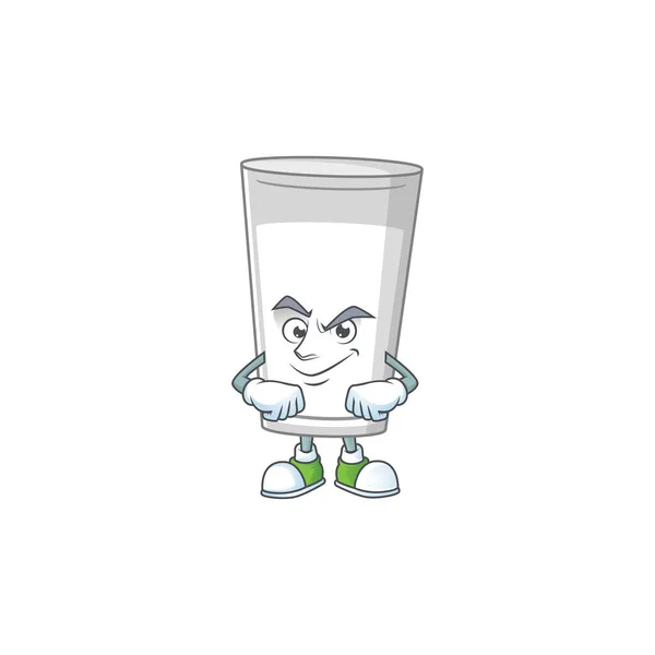 Verre de style mascotte de lait avec visage souriant — Image vectorielle