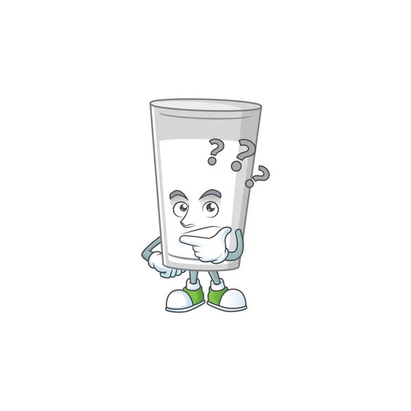 Sklenice konceptu designu maskota mléka s matoucím gestem — Stockový vektor