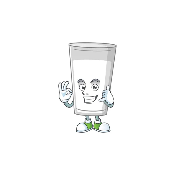 Glass of milk maskot cartoon design make a call gesture — Stockový vektor