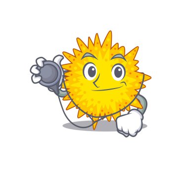 Doktor çizgi filminde aletli Mycoplasma. Vektör illüstrasyonu