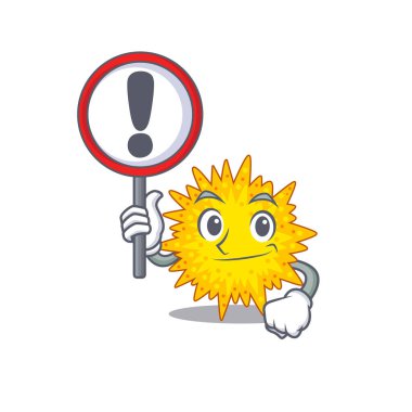 Mycoplasma karikatür tasarım tarzının tabelalı bir simgesi. Vektör illüstrasyonu