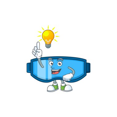 Dahi bir güvenlik gözlüğü maskotu tasarımının bir fikri var. Vektör illüstrasyonu