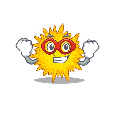 Süper kahraman olarak canlandırılan Mycoplasma çizgi film karakteri. Vektör illüstrasyonu