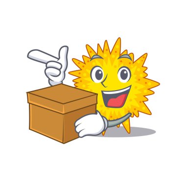 Mycoplasma karikatür tasarım konsepti bir kutu tutuyor. Vektör illüstrasyonu