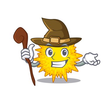 Mycoplasma sinsi ve aldatıcı cadı çizgi film karakteri. Vektör illüstrasyonu