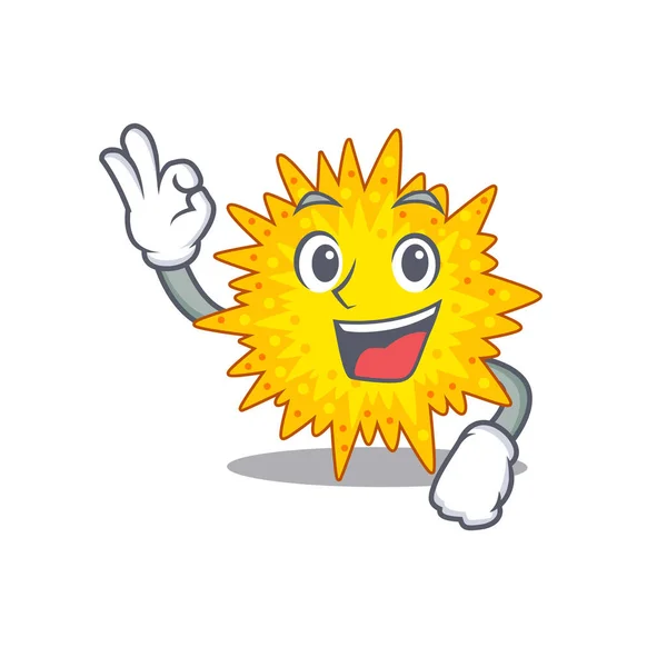 Mycoplasma Mascot Design Style Okay Gesture Finger Vector Illustration — Stock Vector