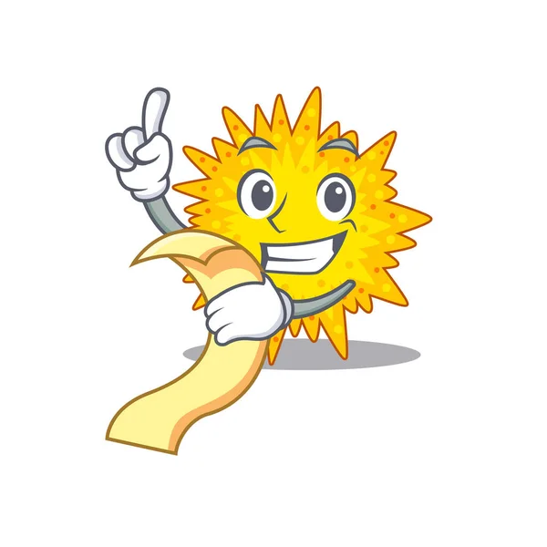 Diseño Del Personaje Mascota Mycoplasma Con Menú Mano Ilustración Vectorial — Vector de stock
