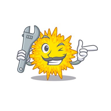 Mycoplasma mekanik maskot tasarımı konsepti. Vektör illüstrasyonu