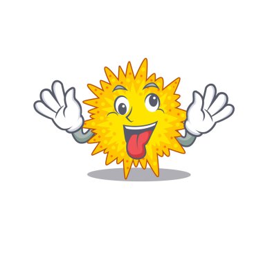 Mycoplasma 'nın çılgın bir yüzü olduğu bir çizgi film tasarımı. Vektör illüstrasyonu