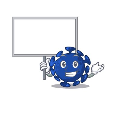 Streptokok maskotu tasarım ikonu bir tahta getirir. Vektör illüstrasyonu