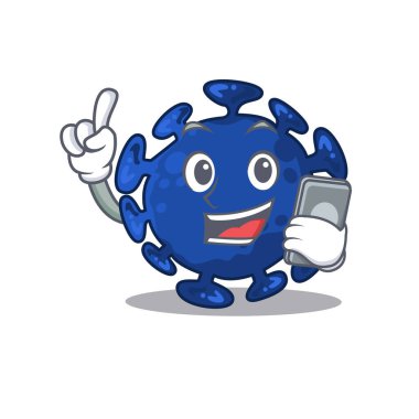 Streptococcus çizgi filmi karakteri telefonda konuşuyor. Vektör illüstrasyonu