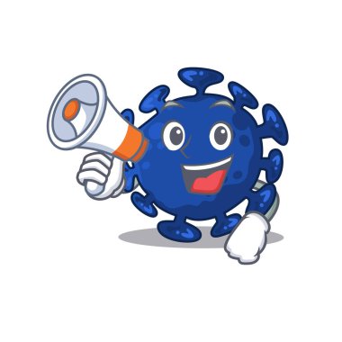 Streptokok 'un megafonlu çizgi film karakteri. Vektör illüstrasyonu