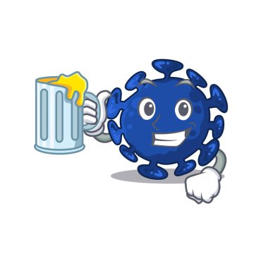 Streptokok çizgi film konsepti bir bardak birayı yükseltir. Vektör illüstrasyonu