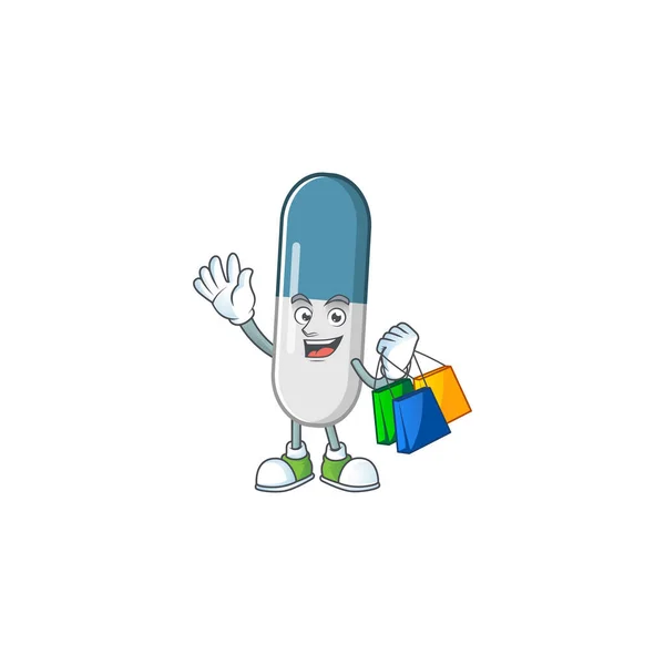 Personnage Dessin Animé Concept Pilules Riches Vitamines Avec Des Sacs — Image vectorielle
