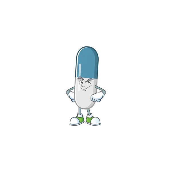 Pilules Vitamines Style Conception Mascotte Avec Sourire Illustration Vectorielle — Image vectorielle