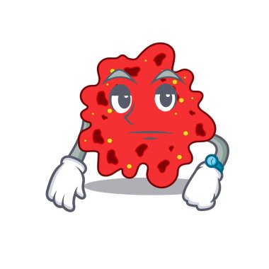 Streptokok pnömoninin maskot tasarımı bekleme hareketi gösteriyor.