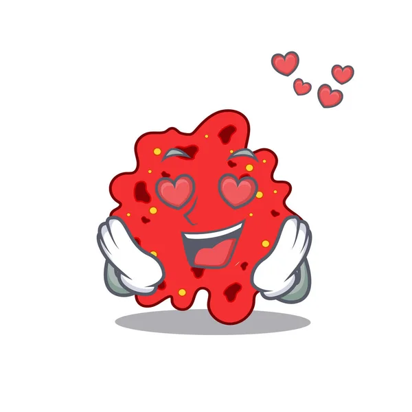 Lindo personaje de dibujos animados streptococcus pneumoniae tiene una cara de enamoramiento — Vector de stock