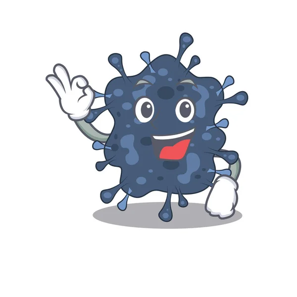 Bacteria neisseria estilo de diseño de la mascota con un gesto Okay dedo — Archivo Imágenes Vectoriales