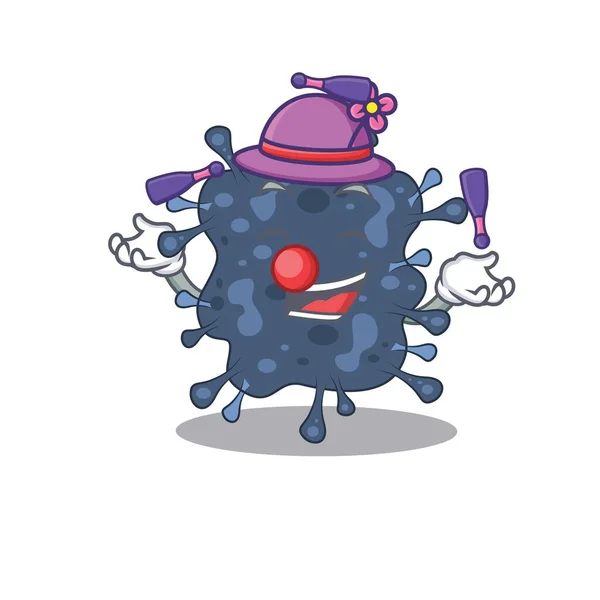 Un atractivo estilo de diseño de dibujos animados bacterias neisseria jugando malabares — Vector de stock