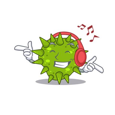 Vibrio cholerae Çizgi film tasarımı müzik dinleme konsepti