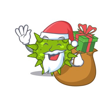 Noel hediyeli Vibrio Cholerae Noel Baba 'nın çizgi film tasarımı.