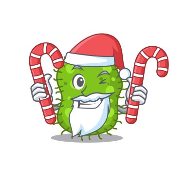 Noel karikatüründeki arkadaş canlısı escherichia Noel şekeri saklar.