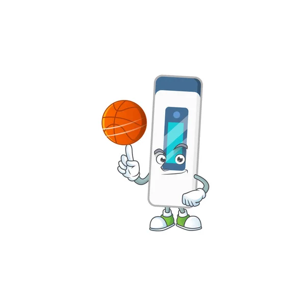 En atletisk digital termometer tecknad design stil spela basket — Stock vektor