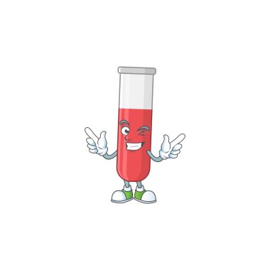 Çizgi film karakteri tasarım kavramı kırmızı test tüpü çizgi film tasarım biçimi göz kırpma ile