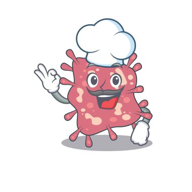 Haemophilus Ducreyi şef çizgi film tasarımı tarzı beyaz şapka takıyor.