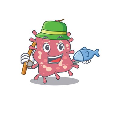 Cartoon design concept of haemophilus ducreyi while fishing clipart