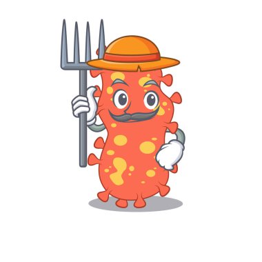 Bacteroides 'in şapkası ve yabası olan bir çiftçi olarak çizgi film karakteri tasarımı