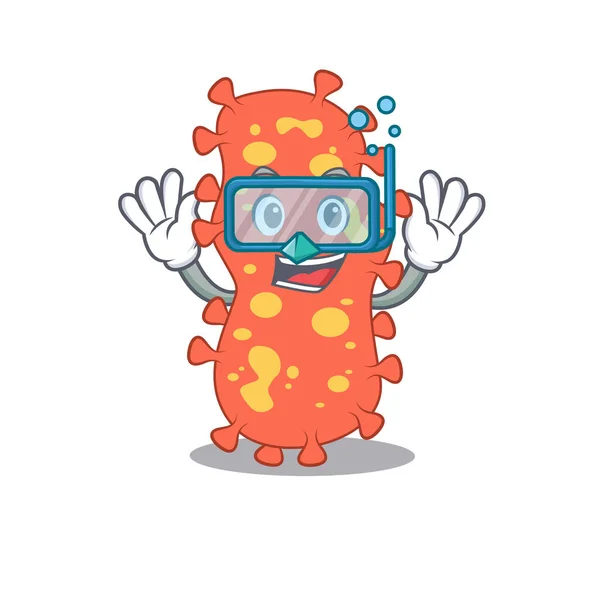 Bacteroides mascote conceito de design usando óculos de mergulho —  Vetores de Stock