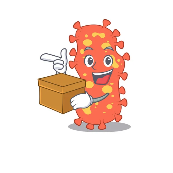 An picture of bacteroides cartoon design concept holding a box — Stock Vector