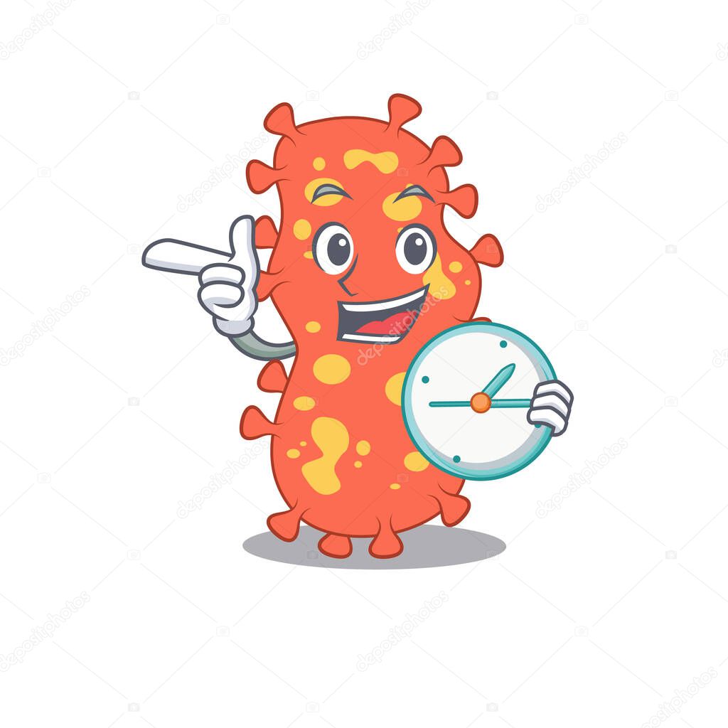 Bacteroides mascot design concept smiling with clock