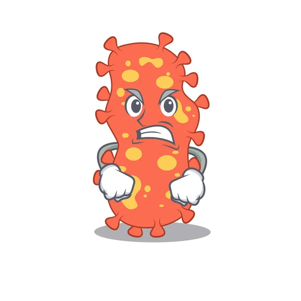 Concepto de diseño de la mascota de bacteroides con cara enojada — Vector de stock