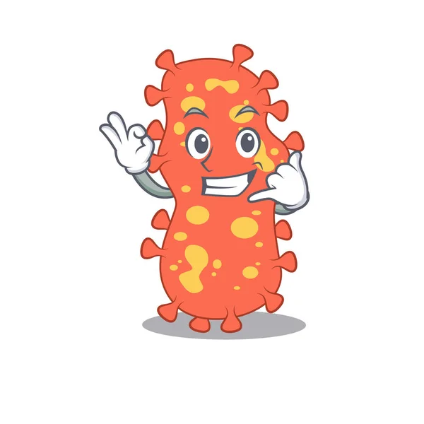 Diseño de dibujos animados de bacteroides con llámame gesto divertido — Vector de stock