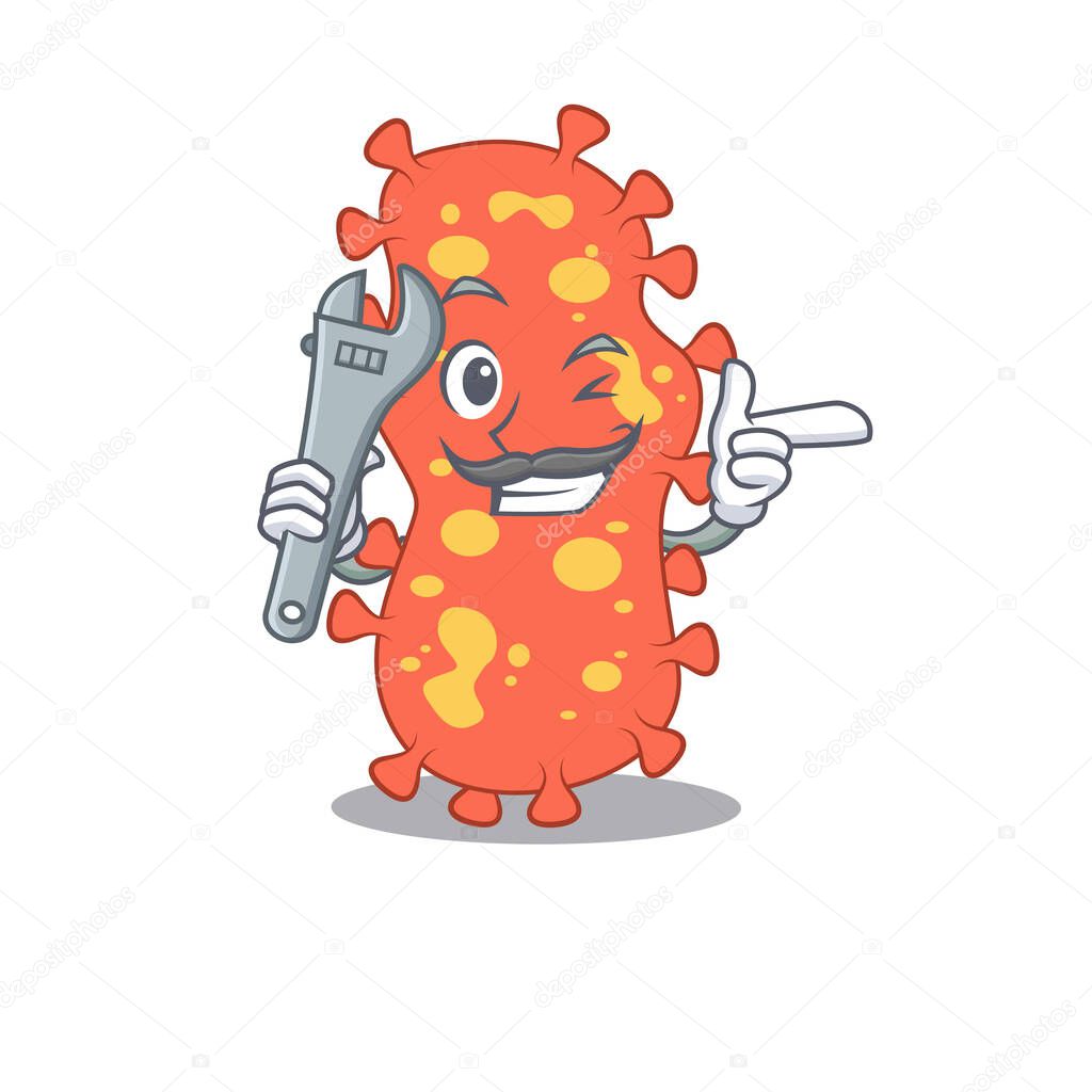 A picture of bacteroides mechanic mascot design concept