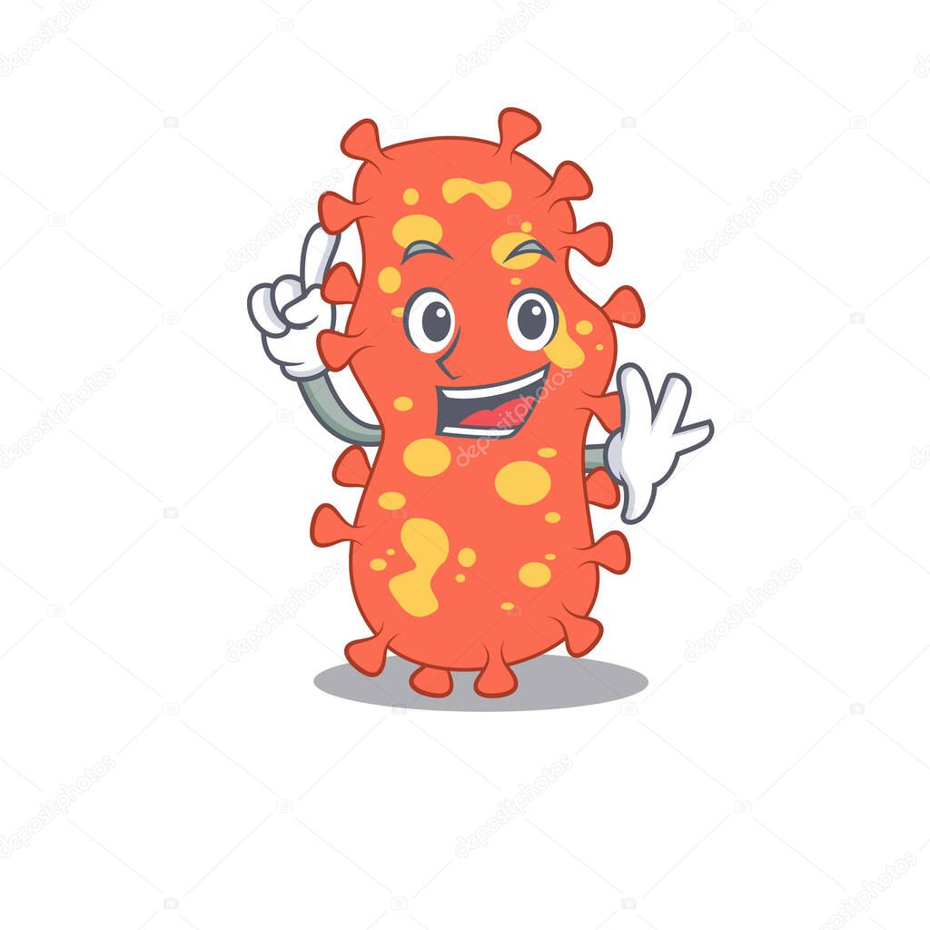 Bacteroides mascot character design with one finger gesture
