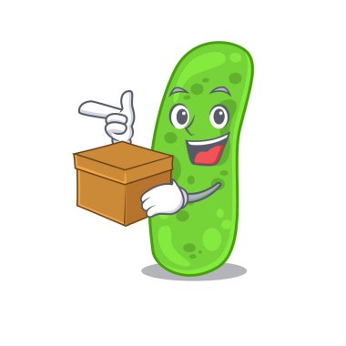 Bir kutu içinde propioni bacteia çizgi film tasarımı konsepti. Vektör illüstrasyonu