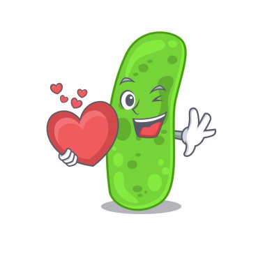 Tatlı bir propioni bacteia çizgi film karakteri gibi kalbi var. Vektör illüstrasyonu