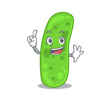 Propioni bacteia maskot tasarımı ve bir parmak hareketi. Vektör illüstrasyonu