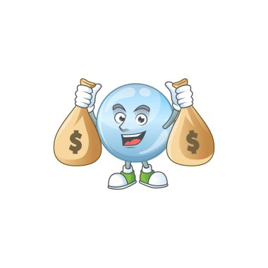 Mutlu zengin kolajen damlacıkları çizgi film karakterlerinin para torbaları var.