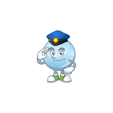 Kollajen damlacıkları maskot tasarım tarzında kendini işine adamış bir polis memuru.