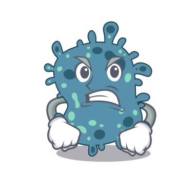 Maskot tasarım konsepti, kızgın yüzlü rickettsia. Vektör illüstrasyonu