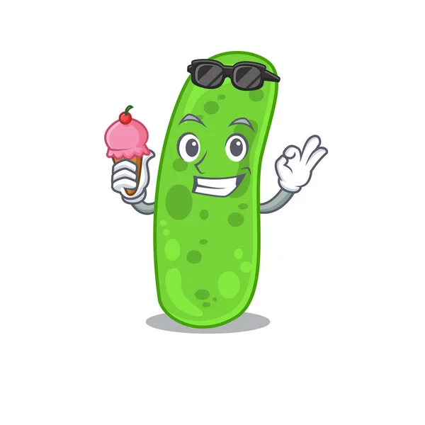 Concepto Diseño Dibujos Animados Propioni Bacteia Teniendo Helado Ilustración Vectorial — Vector de stock