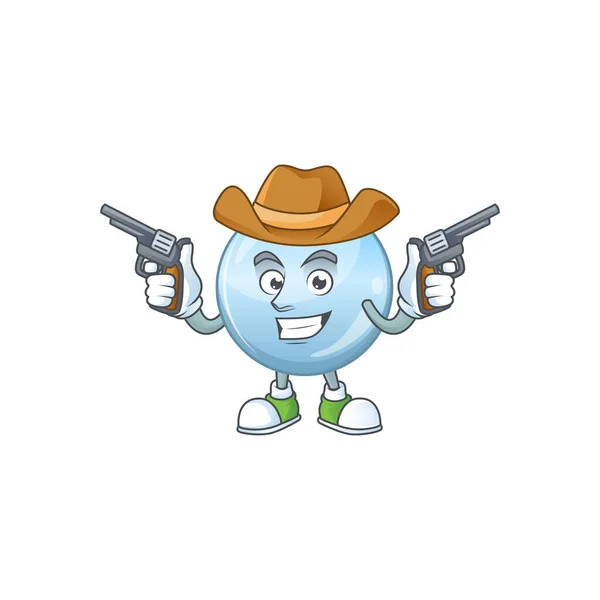 A cowboy cartoon character of collagen droplets holding guns — Stock Vector