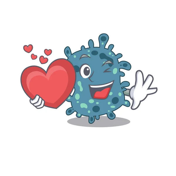 Sweet Rickettsia Cartoon Character Style Heart Vector Illustration — Stock Vector