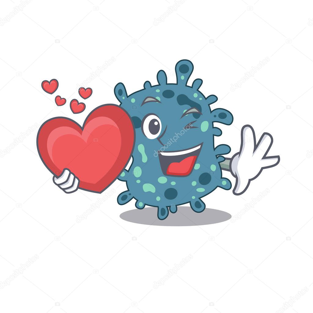 A sweet rickettsia cartoon character style with a heart. Vector illustration