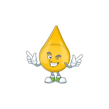 Çizgi film karakteri tasarım konsepti, altın saç serumu çizgi film tasarımı, göz kırpan göz. Vektör illüstrasyonu